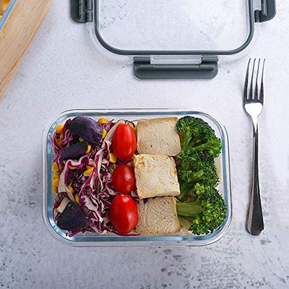 [10-Pack] MCIRCO Glass Meal Prep Containers With Lids, Food Storage With Snap Locking Lids, Airtight Lunch Boxes, Microwave, Oven, Freezer and Dishwasher Safe
