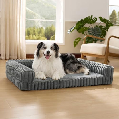 Bedsure ComfyFleece® Orthopedic XL Dog Bed with Memory Foam, Grey 42"