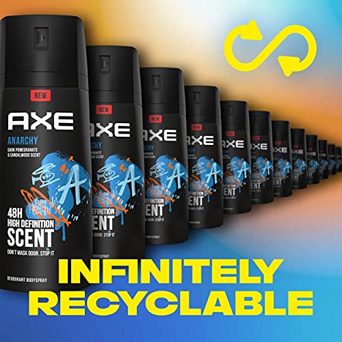 AXE Anarchy Deodorant Body Spray for 48-Hour odour protection, Pomegranate & Sandalwood, Aluminum-free Deodorant, 113g (Pack of 4)