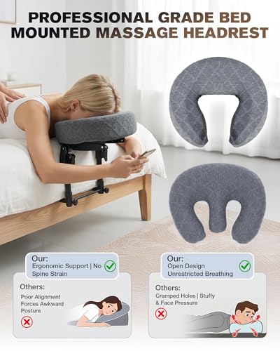 Massage Headrest for Bed, Massage Face Cradle for Bed Adjustable 18" Height