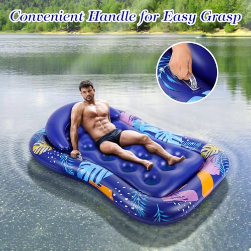 MoKo Inflatable Pool Floats Adult, Water Lounger Raft with Cup Holders