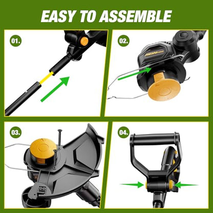 HEINPRO Cordless String Trimmer Compatible with Dewalt 20V MAX Battery | 12-Inch Electric Weed Wacker, Auto Line Feed, Weed Eater Battery Powered Grass Trimmer, w/ 6 Line Spools, Black(Tool Only)
