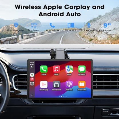Topexplore 9" Wireless CarPlay Screen,Smart Upgrade for Older Cars