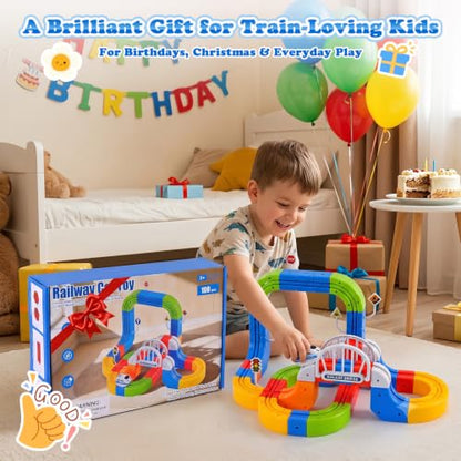 Electric Train Set 3D Track STEM Toy Toddler Gifts for 3-8 Boys Girls