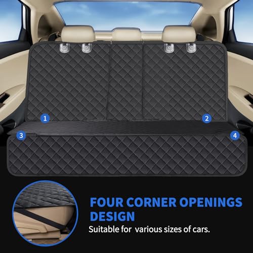 Portin Dog Car Seat Covers Pet Seat Cover, Waterproof, 60in Wide, Black | Scratch Proof Nonslip Bench Baskseat Protective Cover Compatible for Middle Seat Belt Fits Most Cars Trucks and SUVs MPVs