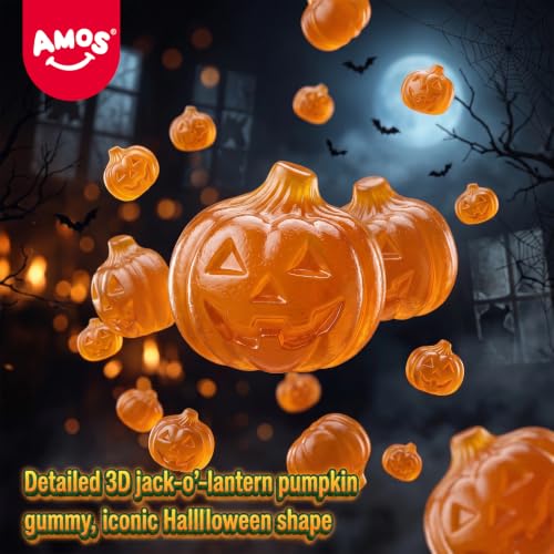 AMOS Peelerz Peelable Gummy Candy 240g Halloween Pumpkin Shaped Mixed Fruit Flavors 1 Box