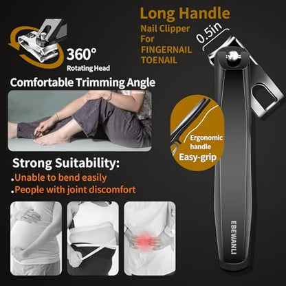 EBEWANLI Heavy Duty Toenail Clippers for Thick Toenails, Toe Nail Clippers for Thick Nails for Seniors, Straight Toe Nail Clippers for Men, Ingrown Toenail Clippers and Angled Nail Clipper Set
