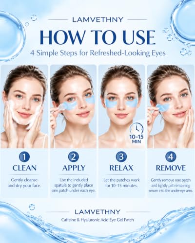 LAMVETHNY Caffeine Collagen Eye Masks - Korean Skincare Brightening Hydrating Anti Cooling Firming Non-Irritating for Appearance of Dark Circles&Wrinkles&Puffiness - Gift for Mom Traveler Night Worker (blue)