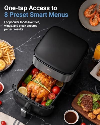 Bear 6.3QT Air Fryer, Smart Touchscreen, 4D Turbo Crisp & Steam Window