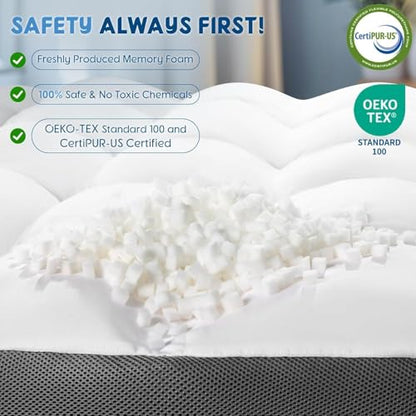 LovingLeashes Mattress Topper,Mattress Pad Extra Thick 1000 GSM for Back Pain Relief,Soft Breathable for Fluffy Shredded Memory Foam Filled (Queen, 60"x80")