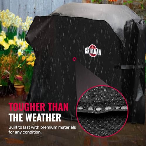 Grillman Heavy-Duty BBQ Cover, Gas Grill Cover for Weber Spirit, Weber Genesis, Char Broil, Nexgrill. Rip-Proof, Waterproof (58 x 24x 48 inches, Black) BBQ Covers