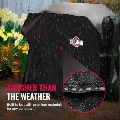 Grillman Heavy-Duty BBQ Cover, Gas Grill Cover for Weber Spirit, Weber Genesis, Char Broil, Nexgrill. Rip-Proof, Waterproof (58 x 24x 48 inches, Black) BBQ Covers