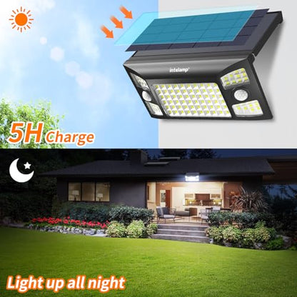 intelamp Solar Lights Outdoor Motion Sensor-1 Pack | 1300LM,3 Mode Solar Security Lights, Waterproof Solar Wall Light for House Yard Garden Garage Pathway