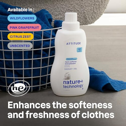 ATTITUDE Liquid Fabric Softener, Plant Based, Citrus Zest, 40 Loads