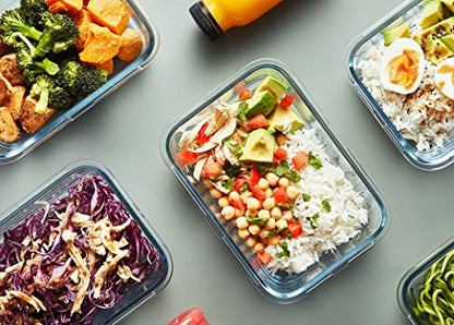 [10-Pack] MCIRCO Glass Meal Prep Containers With Lids, Food Storage With Snap Locking Lids, Airtight Lunch Boxes, Microwave, Oven, Freezer and Dishwasher Safe