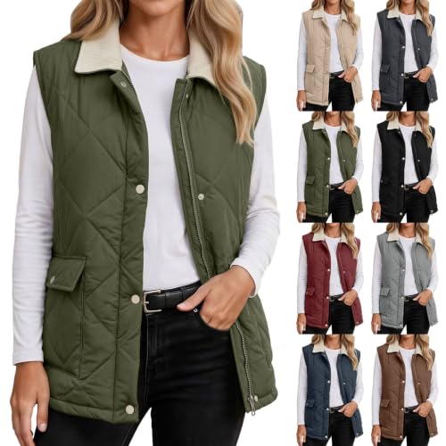 Gilet d'hiver générique pour femme Doudoune matelassée compacte avec fermeture éclair