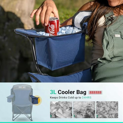 Overmont 2-Pack Camping Chairs with Canopy Shade - 330 lb Support