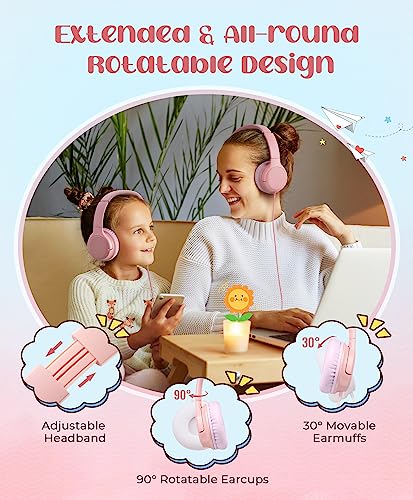 Kids Headphones, 3.5mm Jack Foldable Over-Ear Lightweight Wired Headset