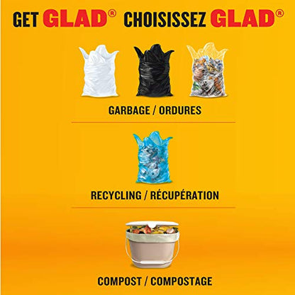Glad Black Garbage Bags - Large 90 Litres- 30 Trash Bags, Made in Canada of Global Components
