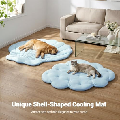 Tivray Dog Cooling Mat, 47'' × 35'' Large, Q-Max>0.5 Self-Cooling Mat for Dog, (Cool & Warm) Double-Sided Pet Cool Pads for Summer, Crate, Kennel, Machine Washable, Cat Cool Bed, Non-Gel, Sky Blue