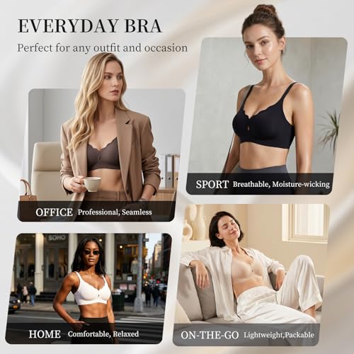 UIMERO Jelly Wireless Bra for Women Wave Neck Seamless Comfortable Gel Bras | No Underwire Comfortable Bra, Everyday Sleeping T-Shirt Bra, Criss-Cross Back, Semi-fixed Cups, Seamless & Invisible