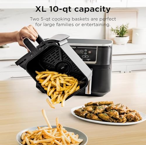 Ninja Foodi Air Fryer, 10 Qt/9.5L DualZone, 6-in-1, Black, DZ302C