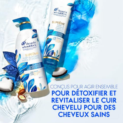 Head & Shoulders Clarifying Shampoo for buildup, Supreme Anti Dandruff, Scalp Detox, Hydrates, Deep Moisturization, Sulfate Free, with Argan Oil and Coconut Extract, 350 mL