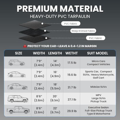 DremGara 7'9" x 16' Garage Floor Mat, 610GSM PVC Containment Mat for Cars | Heavy-Duty, 1.2in Raised Edges, Waterproof Garage Protection, Non-Slip Design, Easy Hose Clean, Kit with Squeegee