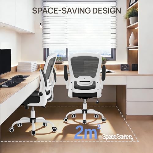 Office Chair, Ergonomic Desk Chair with Adjustable Lumbar Support & Seat Height, High Back Mesh Computer Chair with Flip-up Armrests Task Chairs