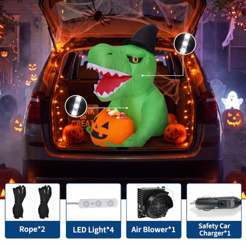 WildVenture 4.5FTLED Inflatable Halloween Decor-Dinosaur Trunk Decorations