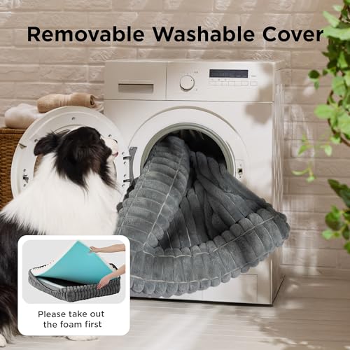Bedsure ComfyFleece™ Orthopedic Dog Bed Large with Memory Foam, Brown 35"