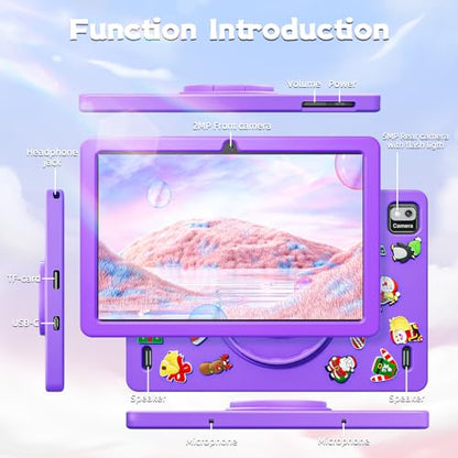 SGIN Tablet 10.1 Inch Tablet, 4(4+4) GB RAM 128GB ROM, Android 13 Tablets, Octa-Core 2.0Ghz Processor, 1280 * 800 IPS Screen, 2MP+8MP Camera, 6000mAh, WiFi, Bluetooth 5.0 (Purple)