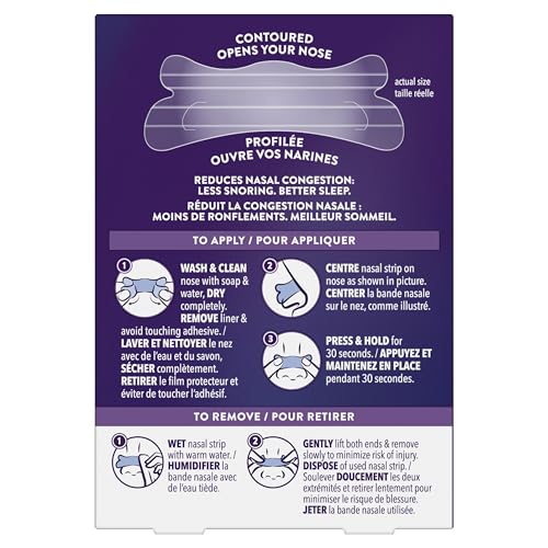 Vicks ZzzQuil Nasal Strips, Clear Nasal Strips, Relieves Nighttime Nasal Congestion, Contoured, Reduces Nasal Congestion For Less Snoring and Better Sleep, 26 Count
