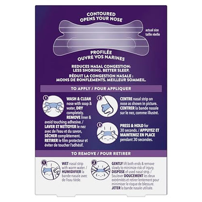 Vicks ZzzQuil Nasal Strips, Clear Nasal Strips, Relieves Nighttime Nasal Congestion, Contoured, Reduces Nasal Congestion For Less Snoring and Better Sleep, 26 Count