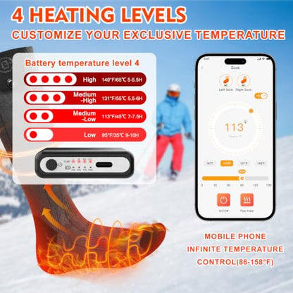 Netraty Heated Socks for Men Women, 7000mAh Rechargeable Foot Warmer Socks