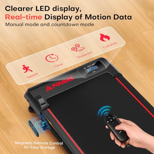 Walking Pad, FOUSAE 3 in 1 Max 6.2 MPH Treadmill for Home with Double Frame 330 LB Weight Capacity, Powerful 2.5 HP Wider Belt Walking Pad with 9% Incline, 12 HIIT Programes, Magnetic Remote Control