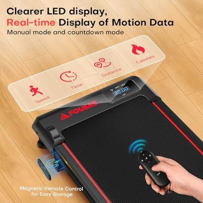 Walking Pad, FOUSAE 3 in 1 Max 6.2 MPH Treadmill for Home with Double Frame 330 LB Weight Capacity, Powerful 2.5 HP Wider Belt Walking Pad with 9% Incline, 12 HIIT Programes, Magnetic Remote Control
