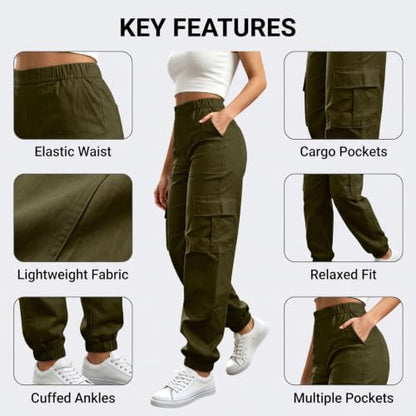 Streetwear Cargo Pants Women Pants for Women Corduroy Cargo Loose Fit Elastic High Waisted Baggy Casual Wide Leg Pant with Pocket Outdoor Trouser Khaki S