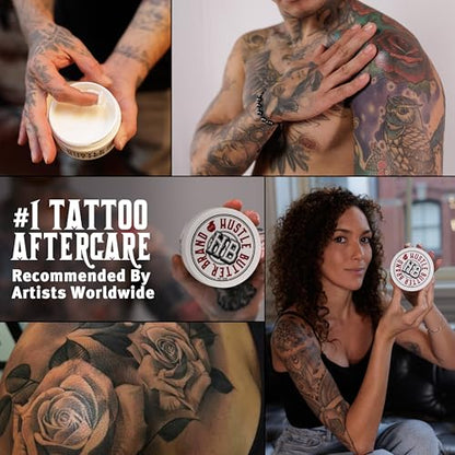 Hustle Butter Tattoo Aftercare 5oz Tattoo Balm, Heals + Protects New Tattoos and Rejuvenates Older Tattoos - 100% Vegan Tattoo Cream No-Petroleum