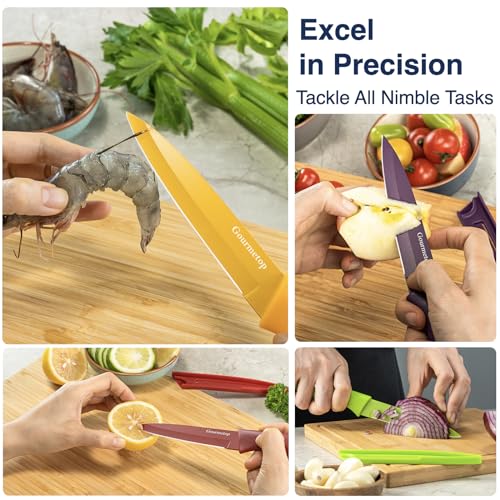 Gourmetop Paring Knife Set of 4, 3.8” Fruit Knife with Cover, German Steel