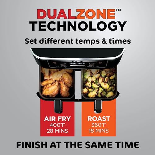 Ninja Foodi Air Fryer, 10 Qt/9.5L DualZone, 6-in-1, Black, DZ302C