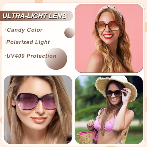 HEQU 4 Pcs Women Oversized Sunglasses UV400 Protection Lens Sun Glasses