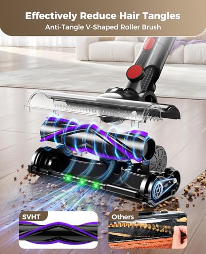 Cordless Vacuum Cleaner, 500W 45KPA 45Mins Stick Vacuum Cleaners for Home