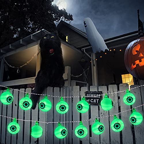 Décoration d'Halloween pour intérieur et extérieur : Guirlande lumineuse de 5 m avec 30 LED en forme d'yeux
