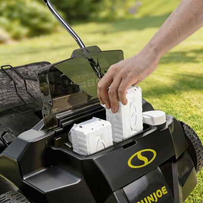 Sun Joe 24V-X2-DTS15 Scarifier and Dethatcher Kit, 5-Depth Positions, 15-inch, Brushless Motor, w/ 2 x 24-V 4.0-Ah Batteries and Dual Port Charger