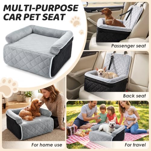 SlowTon Dog Car Seat for Small Medium Dog Up to 30lbs, 7in Elevated Cushion