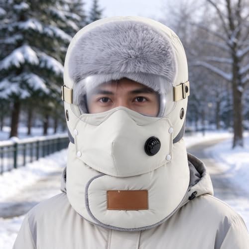 Balaclava Mask Unisex 5-in-1 Fleece Trapper Hat Earmuff with Goggle | Neck Warmer,Adjustable Fit,Detachable Winter Ski Mask&Breathable Vent,Windproof Warm Balaclava ,Biking Hat Full Face Cover
