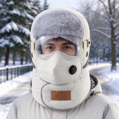 Balaclava Mask Unisex 5-in-1 Fleece Trapper Hat Earmuff with Goggle | Neck Warmer,Adjustable Fit,Detachable Winter Ski Mask&Breathable Vent,Windproof Warm Balaclava ,Biking Hat Full Face Cover