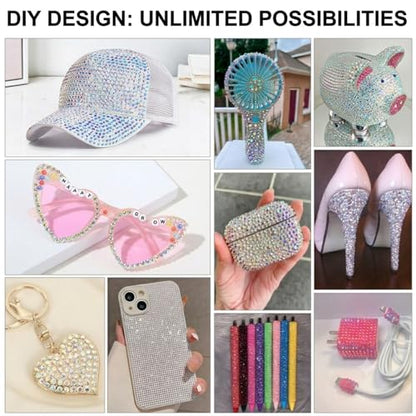 24 Colours Bedazzling Kit with Glue, 22000Pcs 3mm Resin Flatback Rhinestone, Bedazzle Kit Comes with a Full Set of Tools, Bedazzling Gems for Nail Art Crafting Book Makeup Clothing Shoes Diamond Art