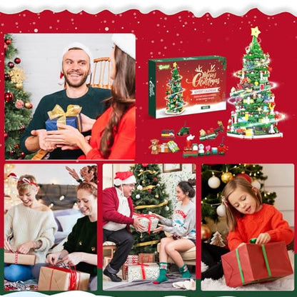 Advent Calendar 2026 Adult Teen Boy Girls Kids Christmas Tree Building Set Toys with Led light, Holiday 24 Days Christmas Countdown Calendars Xmas Tree, Fun Cute Gifts (1083 PCS)